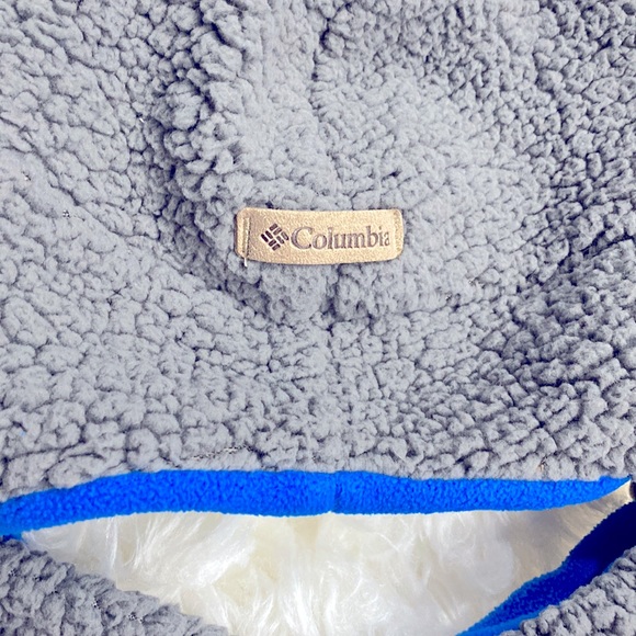 Columbia Kids Reindeer Sherpa Winter Beanie Hat Gray Blue Kid's Size Youth 0/S ! - Picture 4 of 7